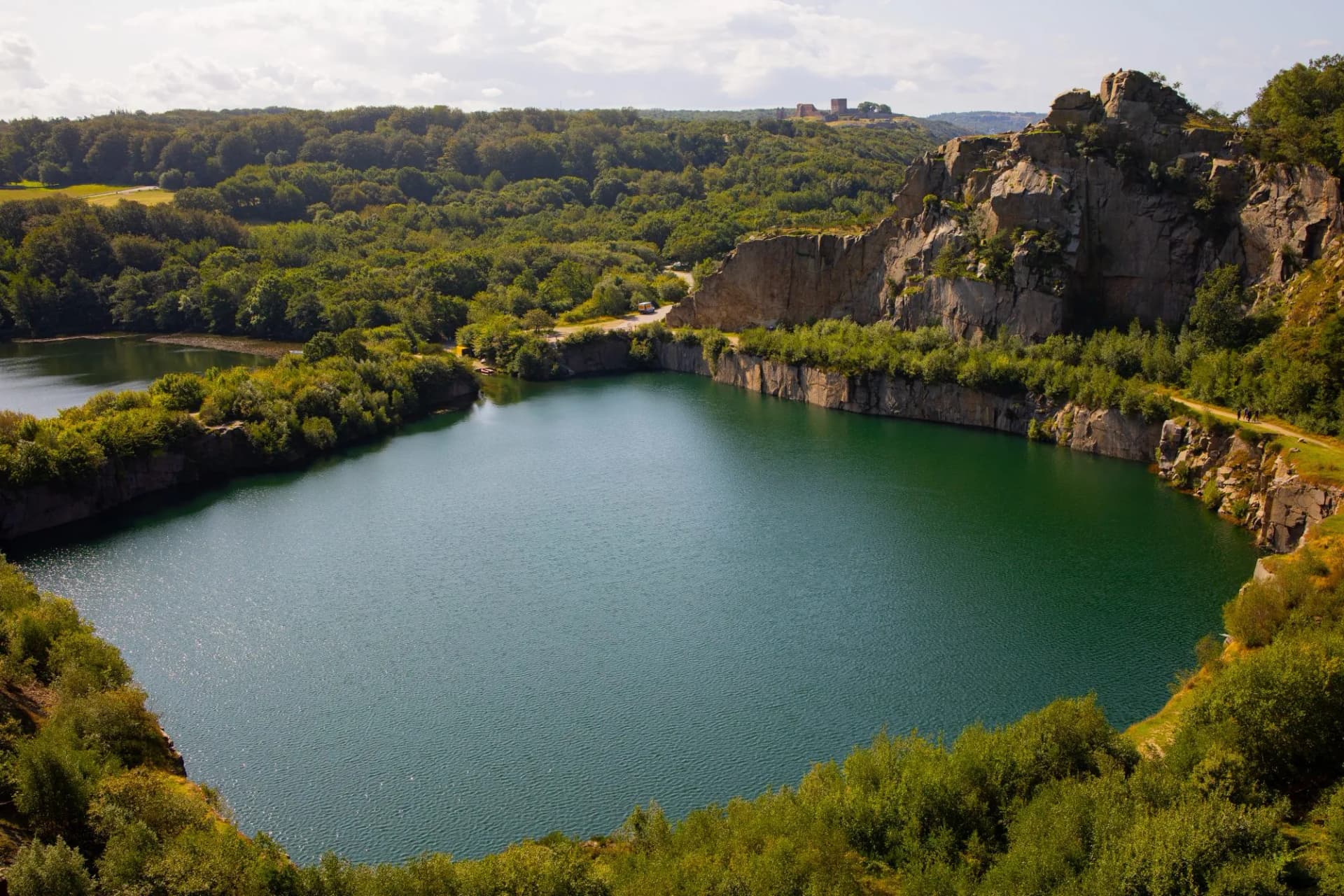 Opalsøen, Lake surrounded by rocks on the island of Bornholm in Denmark