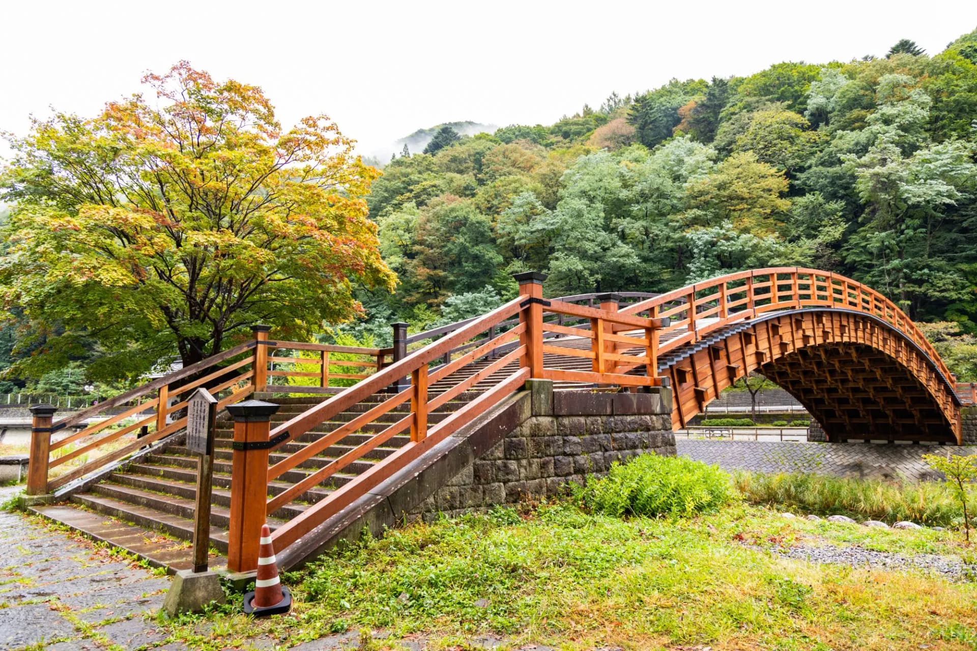 Kiso Ohashi,.this bridge crosses the Narai River in Kiso valley, Shiojiri, Nagano, Japan.