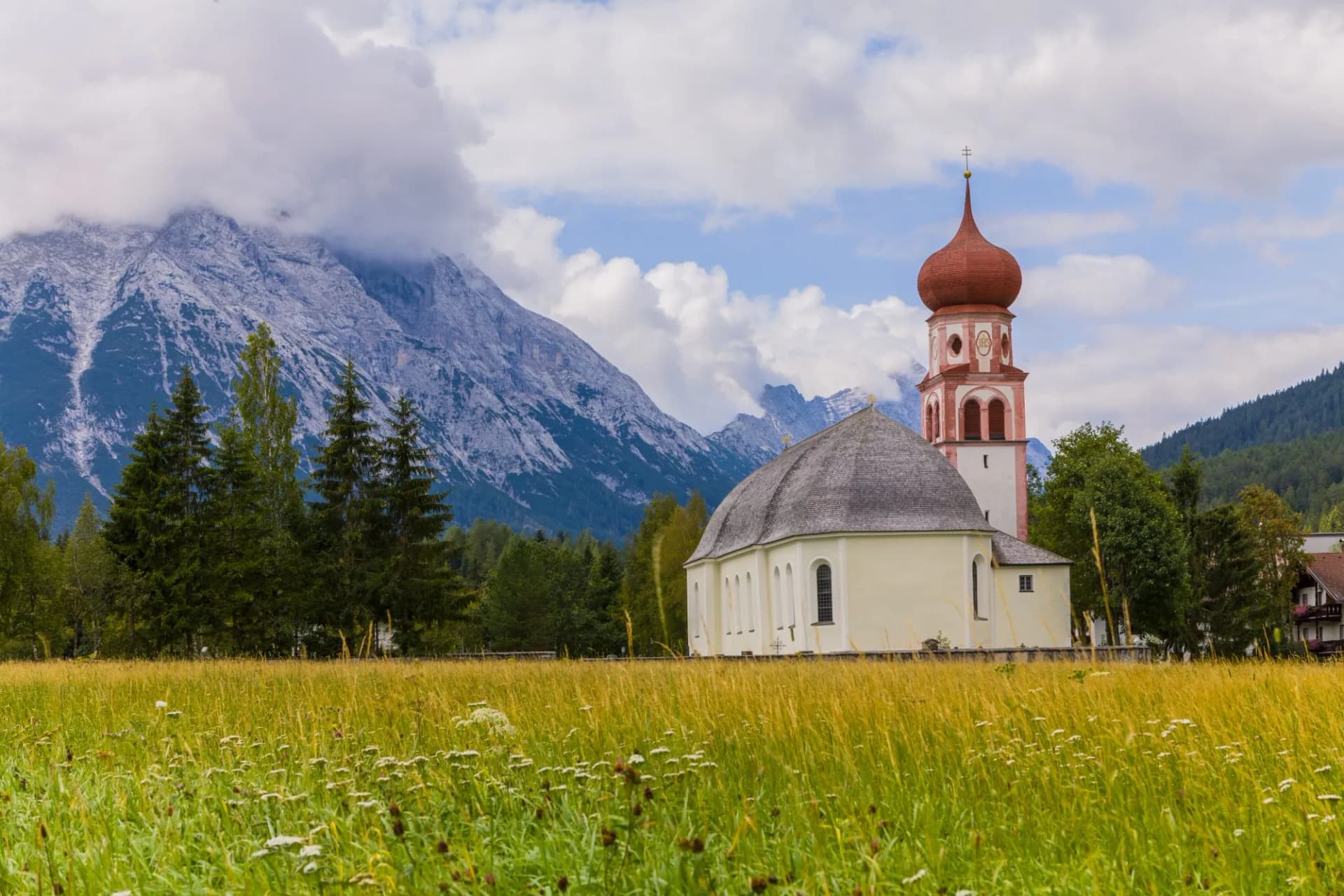 Leutasch, Tirol, Austria. Alpine landscape of Leutasch on the summer