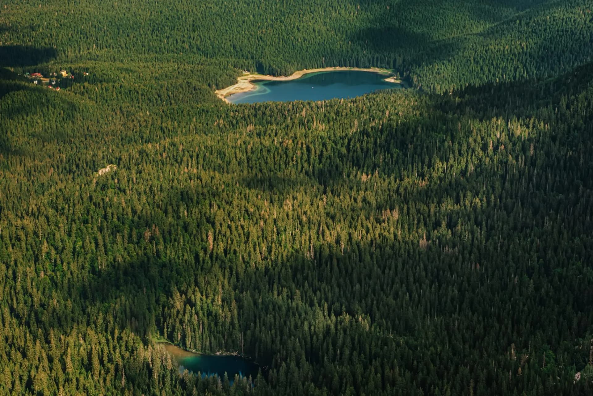 Aerial View of Black Lake and Snake Lake