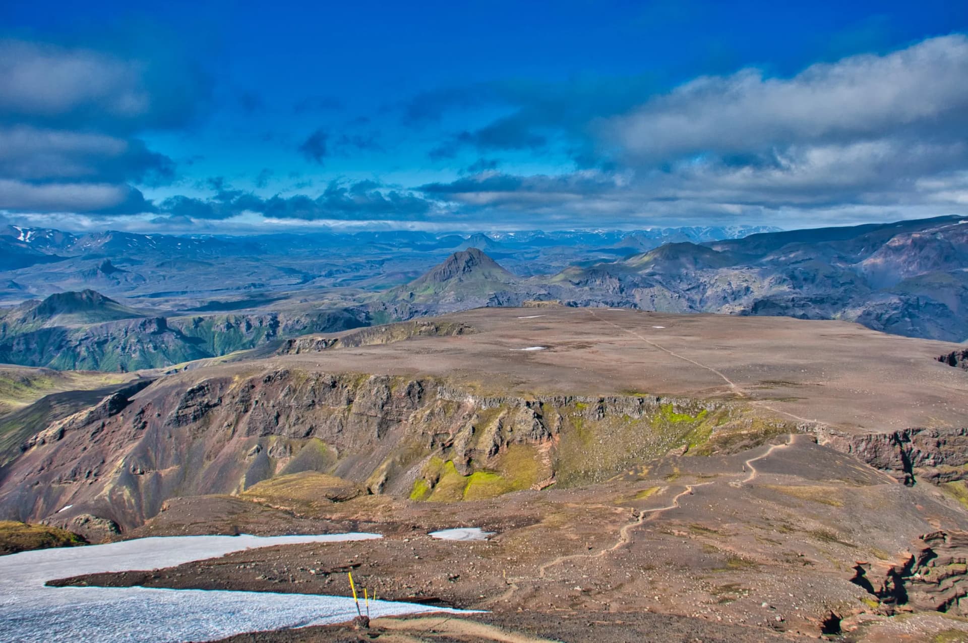 Climbing to Fimmvörðuháls pass, Skogar Track, Iceland