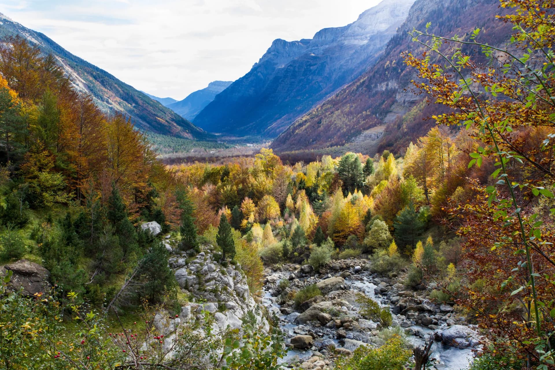 Autumn in Pineta valley in Pyrenees Aragones