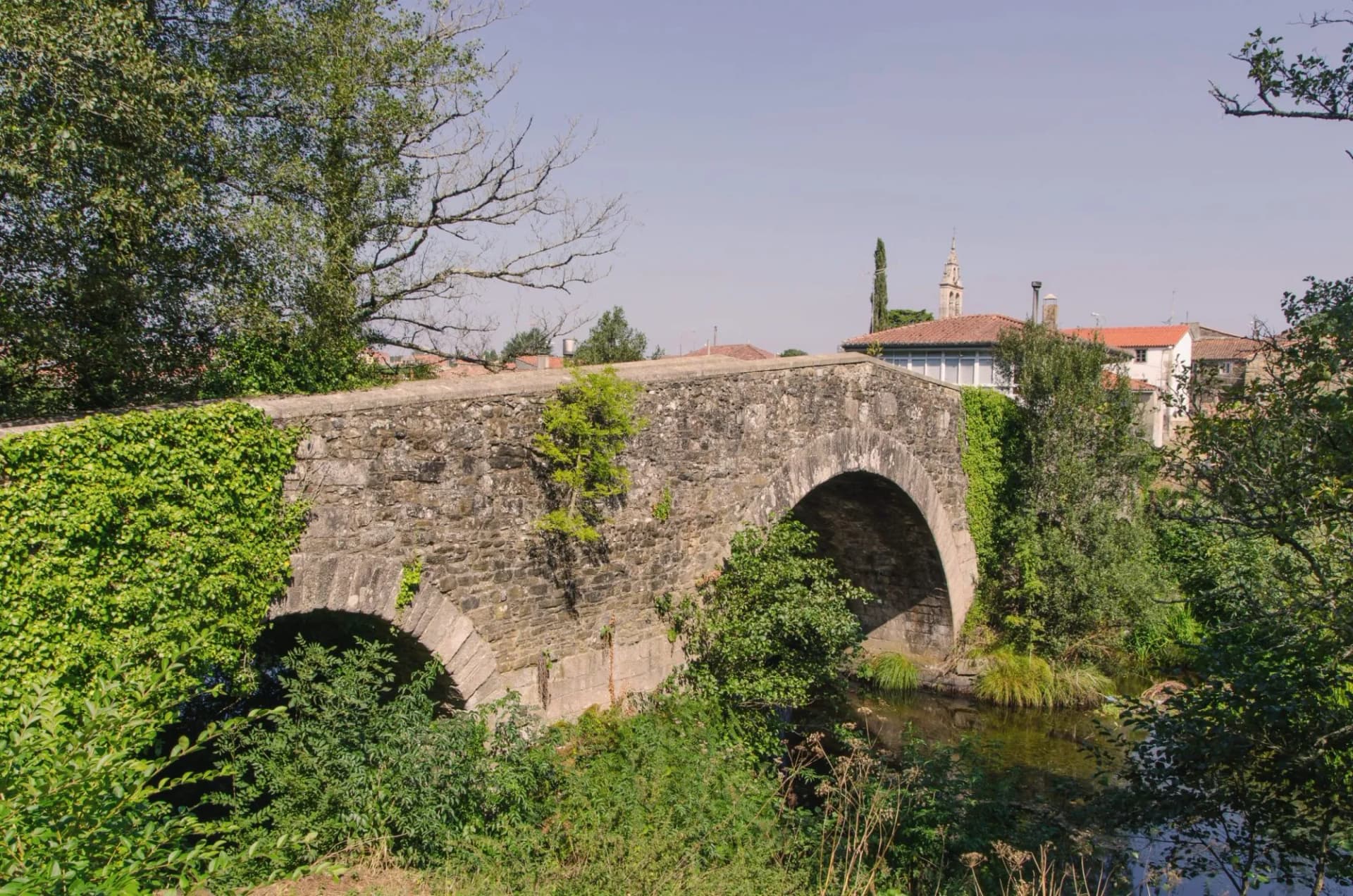 Detail on bridge of furelos camino de santiago melide