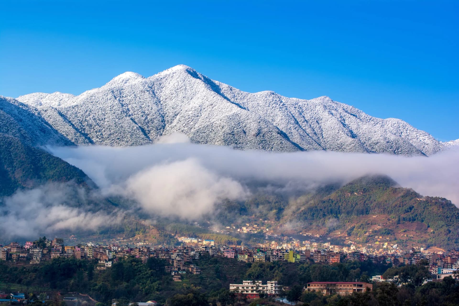 Snow covered mountains from Kathmandu