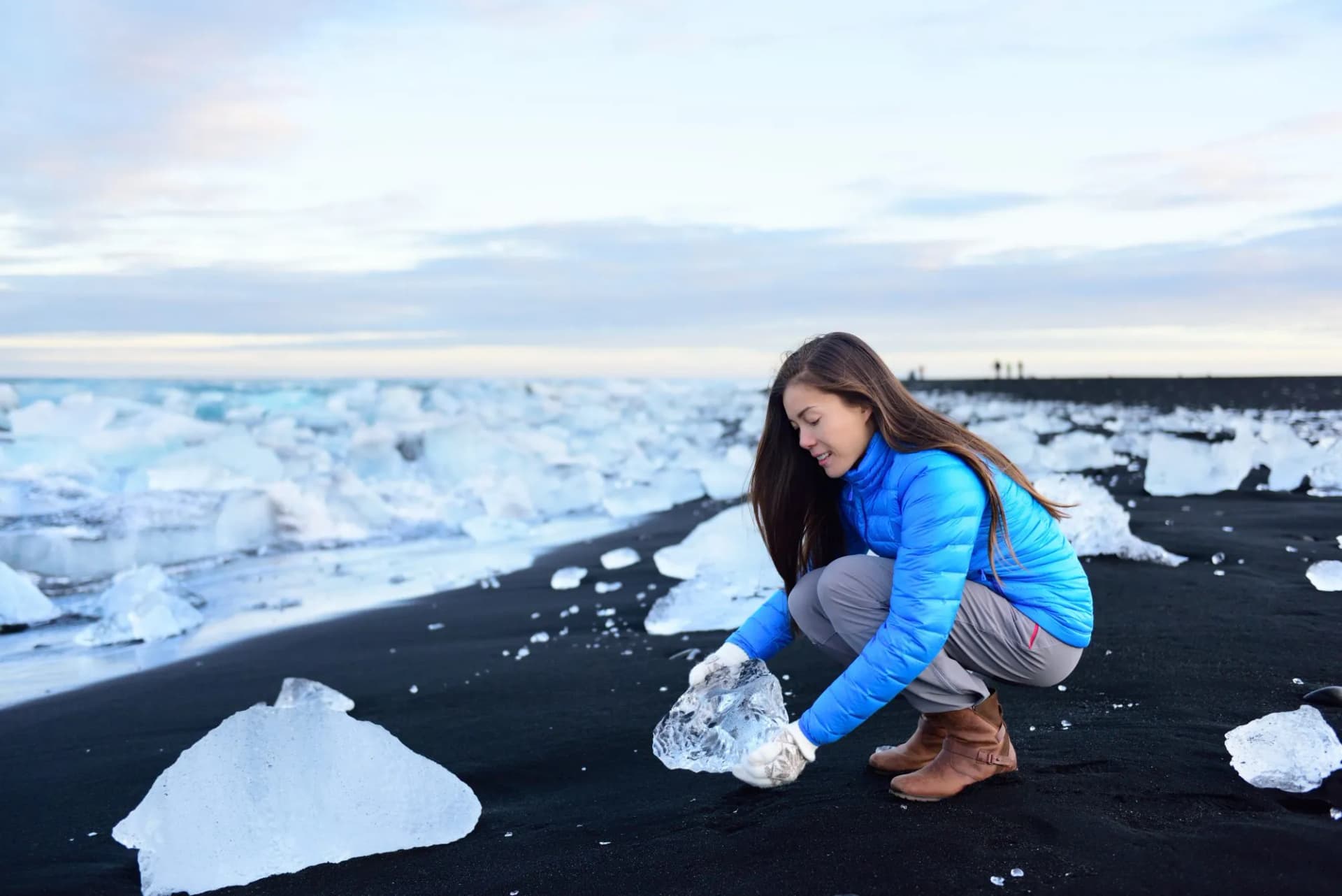 woman at Diamond Beach iceland