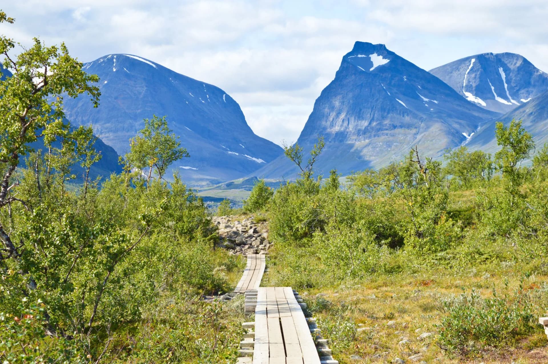 Hiking trails leading into the Kebnekaise valley in Sweden