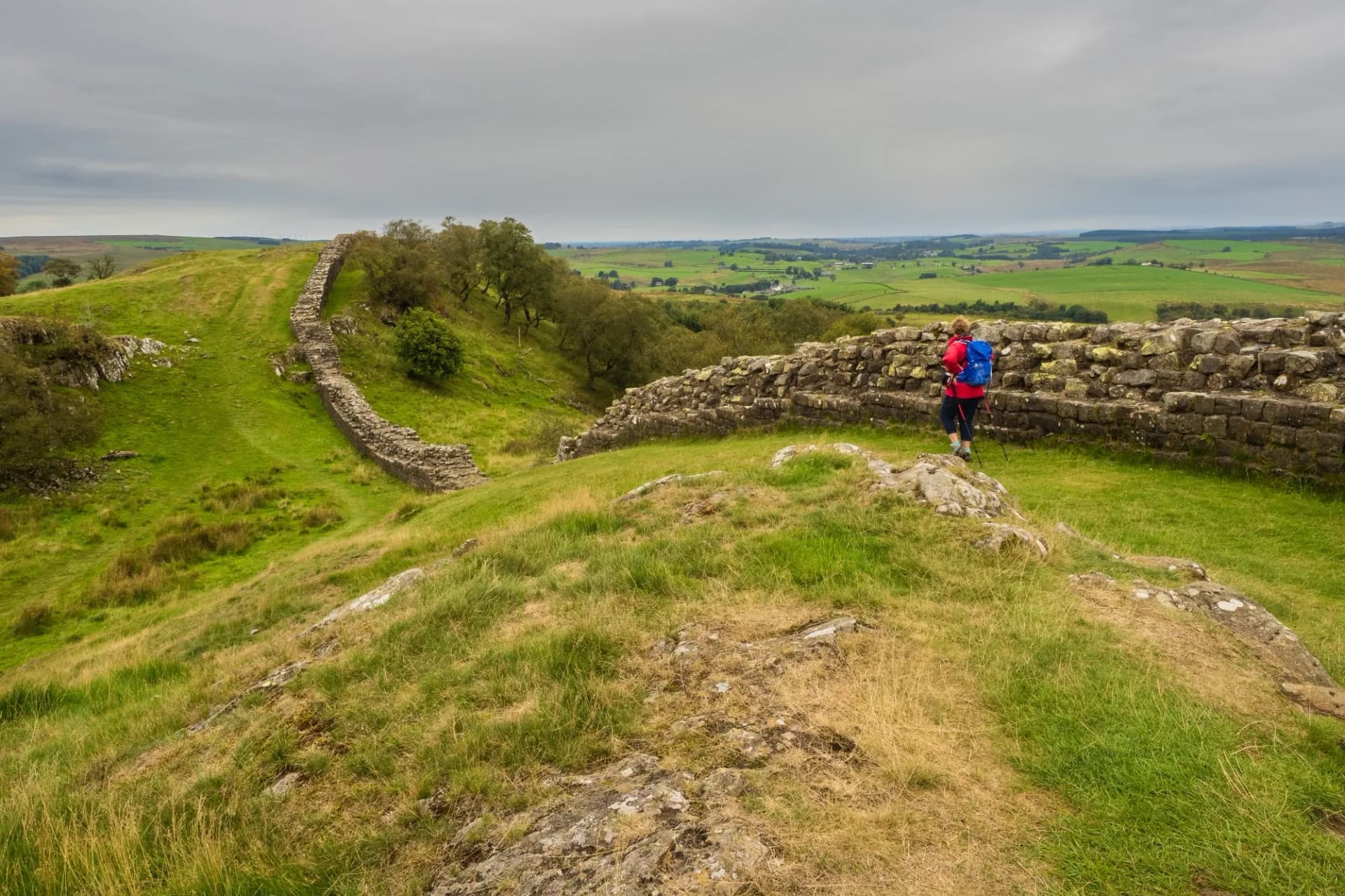 Peel Crags above Once Brewed on Hadrian's Wall Walk