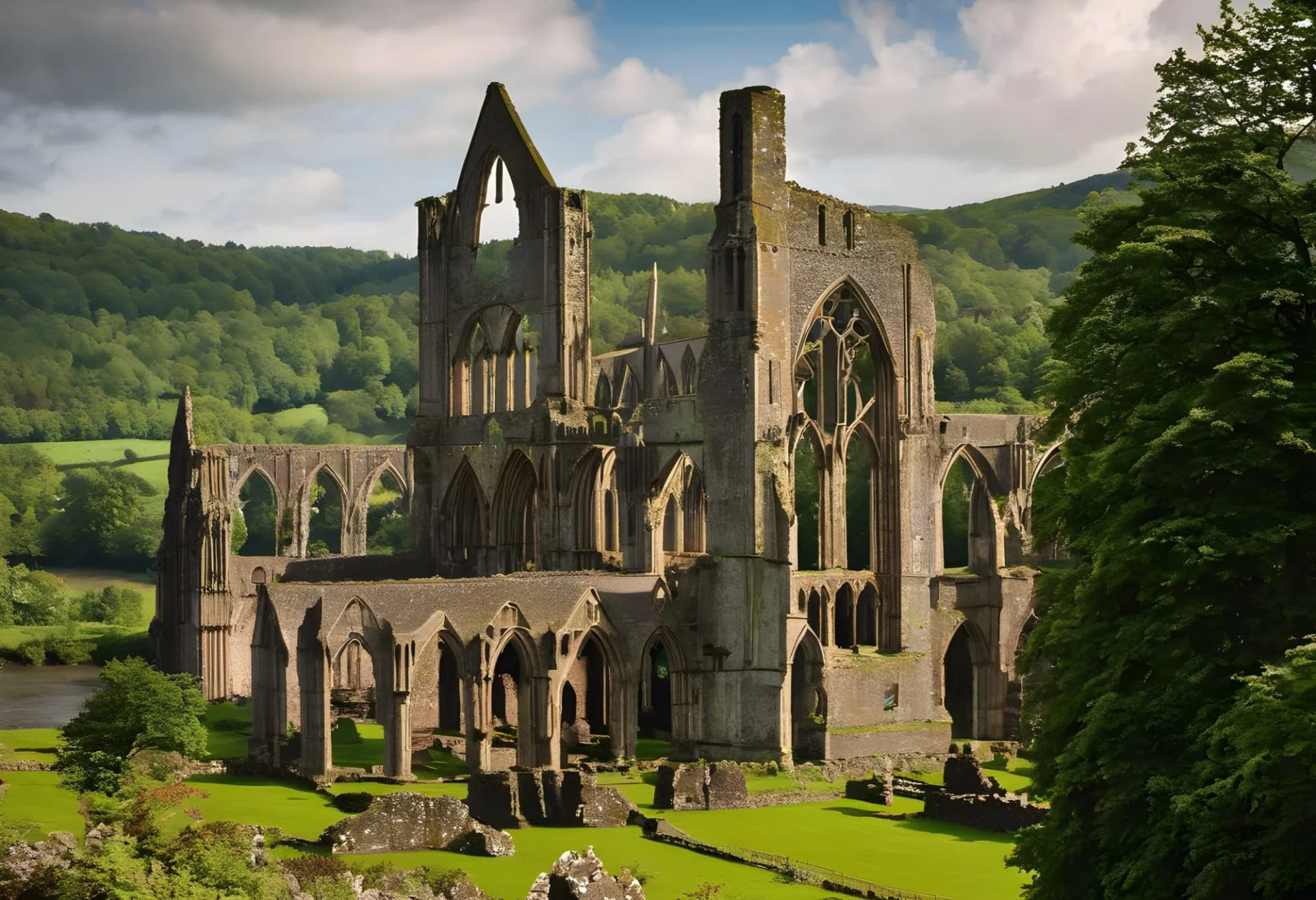A view of Tintern Abbey in South Wales
