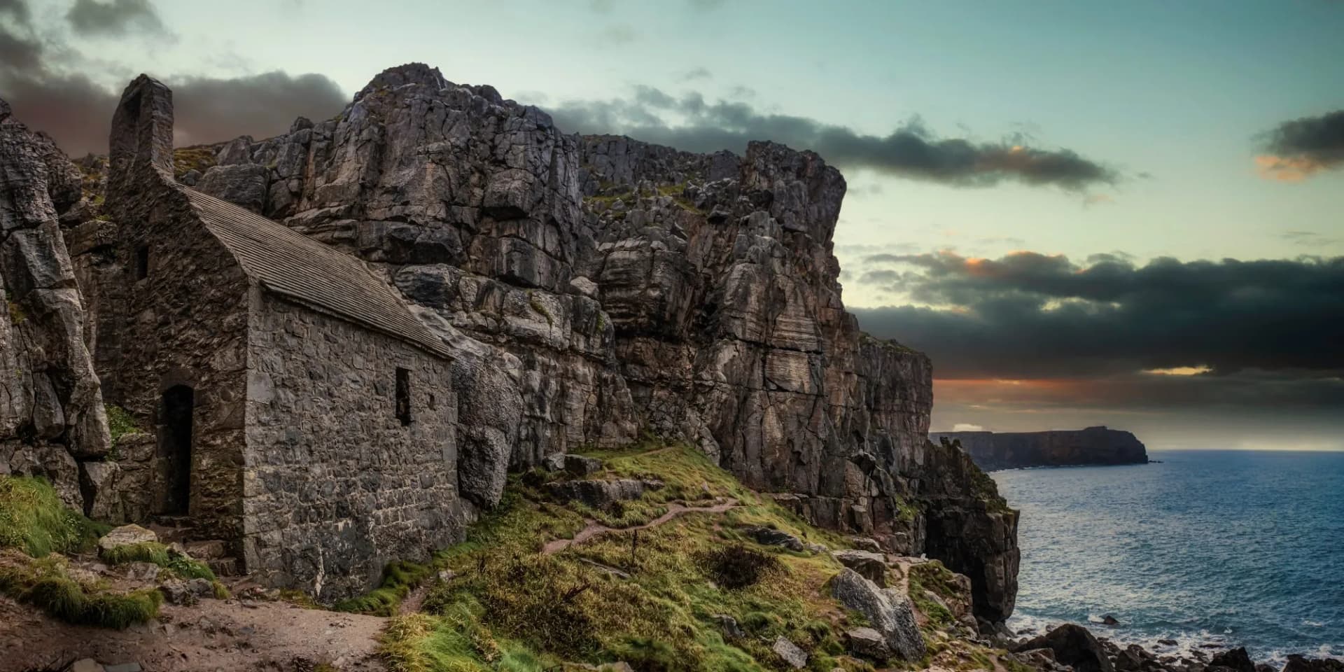St. Govan's Chapel near Bosherston, Pembrokeshire Coast National Park, Pembrokeshire, Wales.