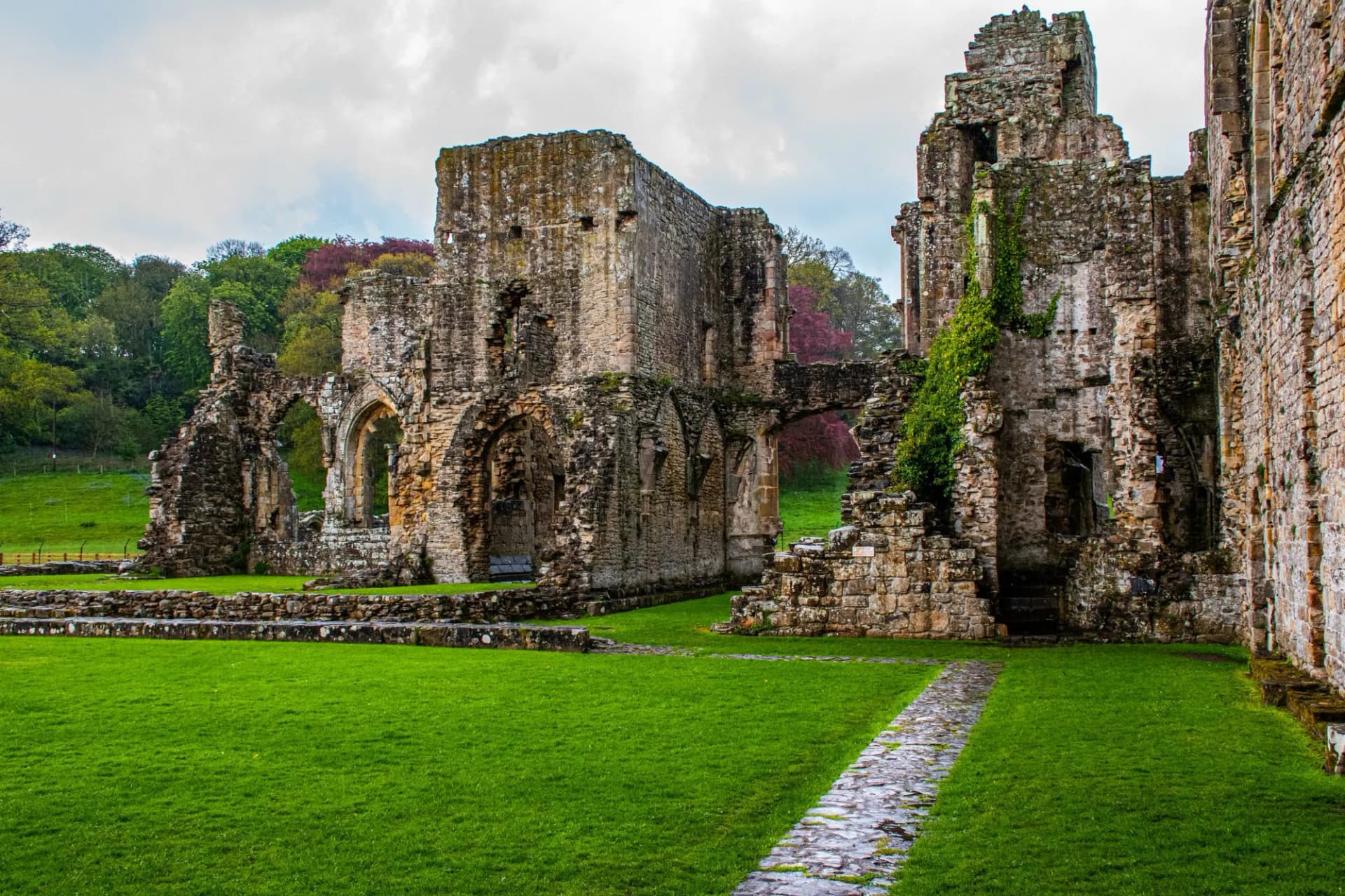Easby Abbey in Richmond, UK on a cloudy day